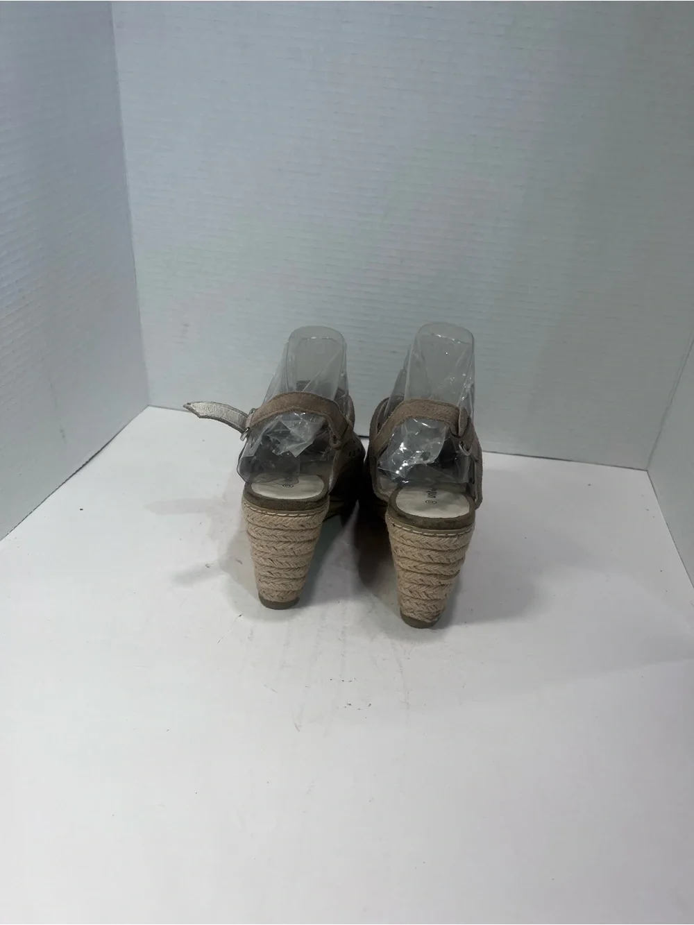 Women’s Taupe Perforated Espadrille Wedge Sandals
